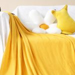 8-SOGA Yellow Acrylic Knitted Throw Blanket Solid Fringed Warm Cozy Woven Cover Couch Bed Sofa Home Decor