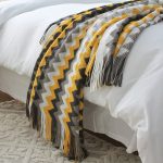 4-SOGA 170cm Yellow Zigzag Striped Throw Blanket Acrylic Wave Knitted Fringed Woven Cover Couch Bed Sofa Home Decor