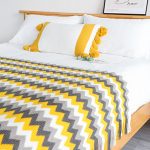 8-SOGA 2X 170cm Yellow Zigzag Striped Throw Blanket Acrylic Wave Knitted Fringed Woven Cover Couch Bed Sofa Home Decor