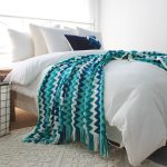 2-SOGA 2X 170cm Blue Zigzag Striped Throw Blanket Acrylic Wave Knitted Fringed Woven Cover Couch Bed Sofa Home Decor