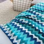 3-SOGA 2X 170cm Blue Zigzag Striped Throw Blanket Acrylic Wave Knitted Fringed Woven Cover Couch Bed Sofa Home Decor
