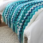4-SOGA 220cm Blue Zigzag Striped Throw Blanket Acrylic Wave Knitted Fringed Woven Cover Couch Bed Sofa Home Decor