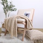 2-SOGA 2X Beige Diamond Pattern Knitted Throw Blanket Warm Cozy Woven Cover Couch Bed Sofa Home Decor with Tassels