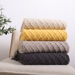 8-SOGA 2X Beige Diamond Pattern Knitted Throw Blanket Warm Cozy Woven Cover Couch Bed Sofa Home Decor with Tassels