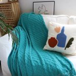 3-SOGA Teal Diamond Pattern Knitted Throw Blanket Warm Cozy Woven Cover Couch Bed Sofa Home Decor with Tassels