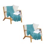 1-SOGA 2X Teal Diamond Pattern Knitted Throw Blanket Warm Cozy Woven Cover Couch Bed Sofa Home Decor with Tassels