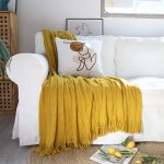 7-SOGA 2X Mustard Textured Knitted Throw Blanket Warm Cozy Woven Cover Couch Bed Sofa Home Decor with Tassels