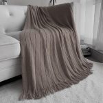 2-SOGA Coffee Textured Knitted Throw Blanket Warm Cozy Woven Cover Couch Bed Sofa Home Decor with Tassels