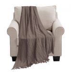 1-SOGA Coffee Textured Knitted Throw Blanket Warm Cozy Woven Cover Couch Bed Sofa Home Decor with Tassels