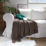 6-SOGA Coffee Textured Knitted Throw Blanket Warm Cozy Woven Cover Couch Bed Sofa Home Decor with Tassels