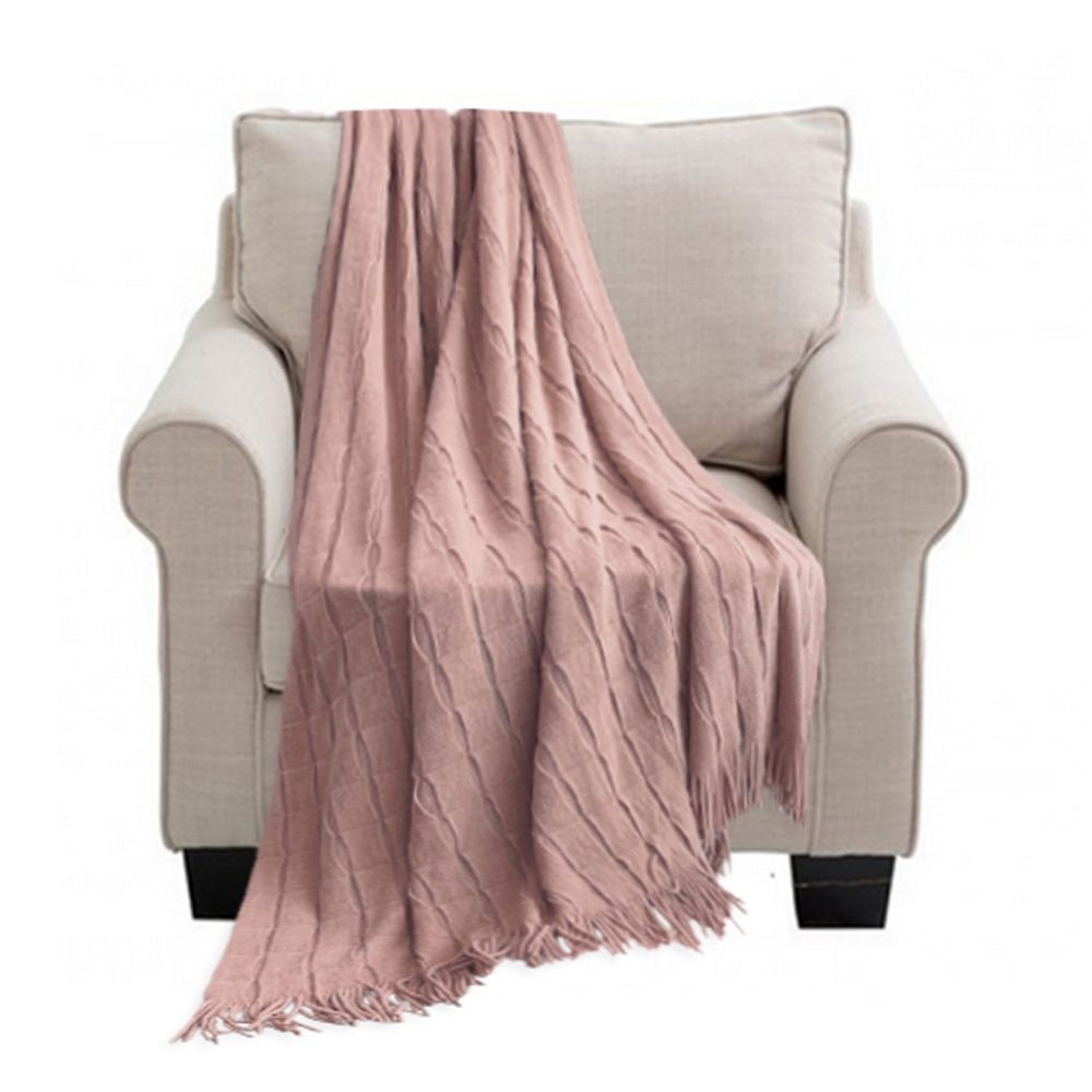 1-SOGA Pink Textured Knitted Throw Blanket Warm Cozy Woven Cover Couch Bed Sofa Home Decor with Tassels 1-SOGA Pink Textured Knitted Throw Blanket Warm Cozy Woven Cover Couch Bed Sofa Home Decor with Tassels