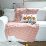 2-SOGA 2X Pink Textured Knitted Throw Blanket Warm Cozy Woven Cover Couch Bed Sofa Home Decor with Tassels