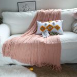 4-SOGA 2X Pink Textured Knitted Throw Blanket Warm Cozy Woven Cover Couch Bed Sofa Home Decor with Tassels
