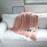 5-SOGA 2X Pink Textured Knitted Throw Blanket Warm Cozy Woven Cover Couch Bed Sofa Home Decor with Tassels