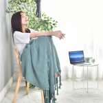 2-SOGA Green Tassel Fringe Knitting Blanket Warm Cozy Woven Cover Couch Bed Sofa Home Decor