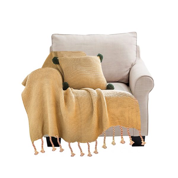 1-SOGA Coffee Tassel Fringe Knitting Blanket Warm Cozy Woven Cover Couch Bed Sofa Home Decor