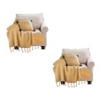 1-SOGA 2X Coffee Tassel Fringe Knitting Blanket Warm Cozy Woven Cover Couch Bed Sofa Home Decor