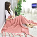 2-SOGA 2X Pink Tassel Fringe Knitting Blanket Warm Cozy Woven Cover Couch Bed Sofa Home Decor