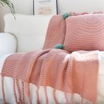 7-SOGA 2X Pink Tassel Fringe Knitting Blanket Warm Cozy Woven Cover Couch Bed Sofa Home Decor