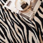 7-SOGA 130x170cm Throw Blanket Black and White Soft Zebra Print Half Fleece Casual Stylish Cozy