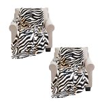 1-SOGA 2X 130x170cm Throw Blanket Black and White Soft Zebra Print Half Fleece Casual Stylish Cozy