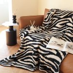 8-SOGA 2X 130x170cm Throw Blanket Black and White Soft Zebra Print Half Fleece Casual Stylish Cozy