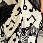 4-SOGA 130x160cm Throw Blanket Black and White Musical Note Half Fleece Soft Cozy for Music Lovers Stylish