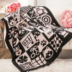 2-SOGA 130x160cm Throw Blanket  Black and White New Year Limited Edition Peace and Joy Plush Cozy