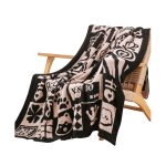 1-SOGA 130x160cm Throw Blanket  Black and White New Year Limited Edition Peace and Joy Plush Cozy