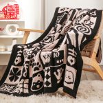 3-SOGA 130x160cm Throw Blanket  Black and White New Year Limited Edition Peace and Joy Plush Cozy