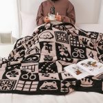 4-SOGA 130x160cm Throw Blanket  Black and White New Year Limited Edition Peace and Joy Plush Cozy