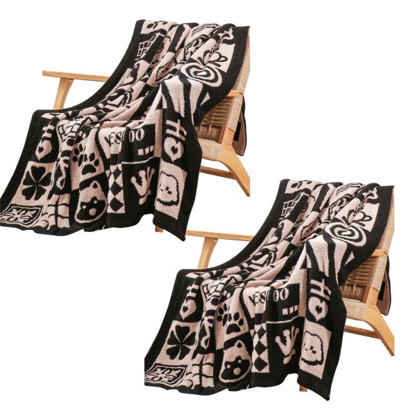 1-SOGA 2X 130x160cm Throw Blanket  Black and White New Year Limited Edition Peace and Joy Plush Cozy