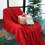 3-SOGA 130x180cm Throw Blanket Red Christmas Chunky Yarn Woven Decorative Cozy Knit for Holiday Home Decor