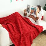 8-SOGA 130x180cm Throw Blanket Red Christmas Chunky Yarn Woven Decorative Cozy Knit for Holiday Home Decor