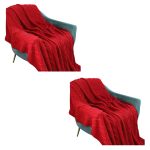 1-SOGA 2X 130x180cm Throw Blanket Red Christmas Chunky Yarn Woven Decorative Cozy Knit for Holiday Home Decor