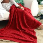 6-SOGA 2X 130x180cm Throw Blanket Red Christmas Chunky Yarn Woven Decorative Cozy Knit for Holiday Home Decor