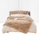 1-SOGA 200cm Light Camel Fur Fuzzy Super Soft and Cozy Fluffy Throw Blanket