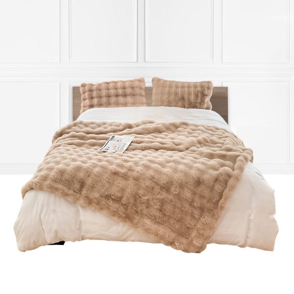 1-SOGA 200cm Light Camel Fur Fuzzy Super Soft and Cozy Fluffy Throw Blanket