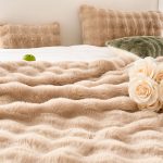 4-SOGA 2X 200cm Light Camel Fur Fuzzy Super Soft and Cozy Fluffy Throw Blanket