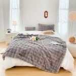 2-SOGA 200cm Grey Fur Fuzzy Super Soft and Cozy Fluffy Throw Blanket