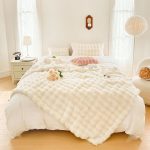 2-SOGA 200cm Creamy White Fur Fuzzy Super Soft and Cozy Fluffy Throw Blanket