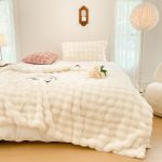 3-SOGA 200cm Creamy White Fur Fuzzy Super Soft and Cozy Fluffy Throw Blanket