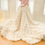 6-SOGA 2X 200cm Creamy White Fur Fuzzy Super Soft and Cozy Fluffy Throw Blanket