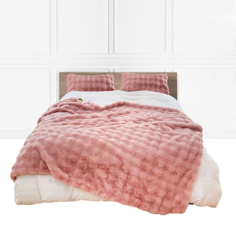 1-SOGA 200cm Pink Fur Fuzzy Super Soft and Cozy Fluffy Throw Blanket