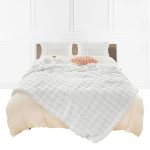 1-SOGA 160X200cm Throw Blanket  White Double Layer Rabbit Fur Cozy Comfort with Stylish Decor