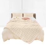 1-SOGA 160X200cm Throw Blanket  Light Camel Color Double Layer Rabbit Fur Cozy Comfort with Stylish Decor