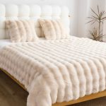 4-SOGA 2X 160X200cm Throw Blanket  Light Camel Color Double Layer Rabbit Fur Cozy Comfort with Stylish Decor