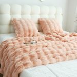 6-SOGA 160X200cm Throw Blanket Pink Double Layer Rabbit Fur Cozy Comfort with Stylish Decor