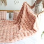 8-SOGA 160X200cm Throw Blanket Pink Double Layer Rabbit Fur Cozy Comfort with Stylish Decor