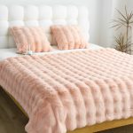 4-SOGA 2X 60X200cm Throw Blanket Pink Double Layer Rabbit Fur Cozy Comfort with Stylish Decor